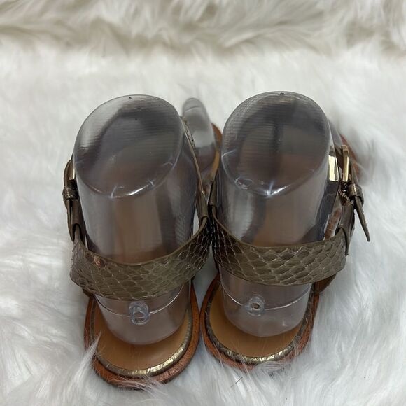 AERIN | Leather T-Strap Good Snake shin Sandals - Picture 7 of 11
